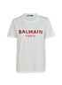 Balmain Beaded Logo T-Shirt, &pound;120, Clothing, White, Cotton, Front view