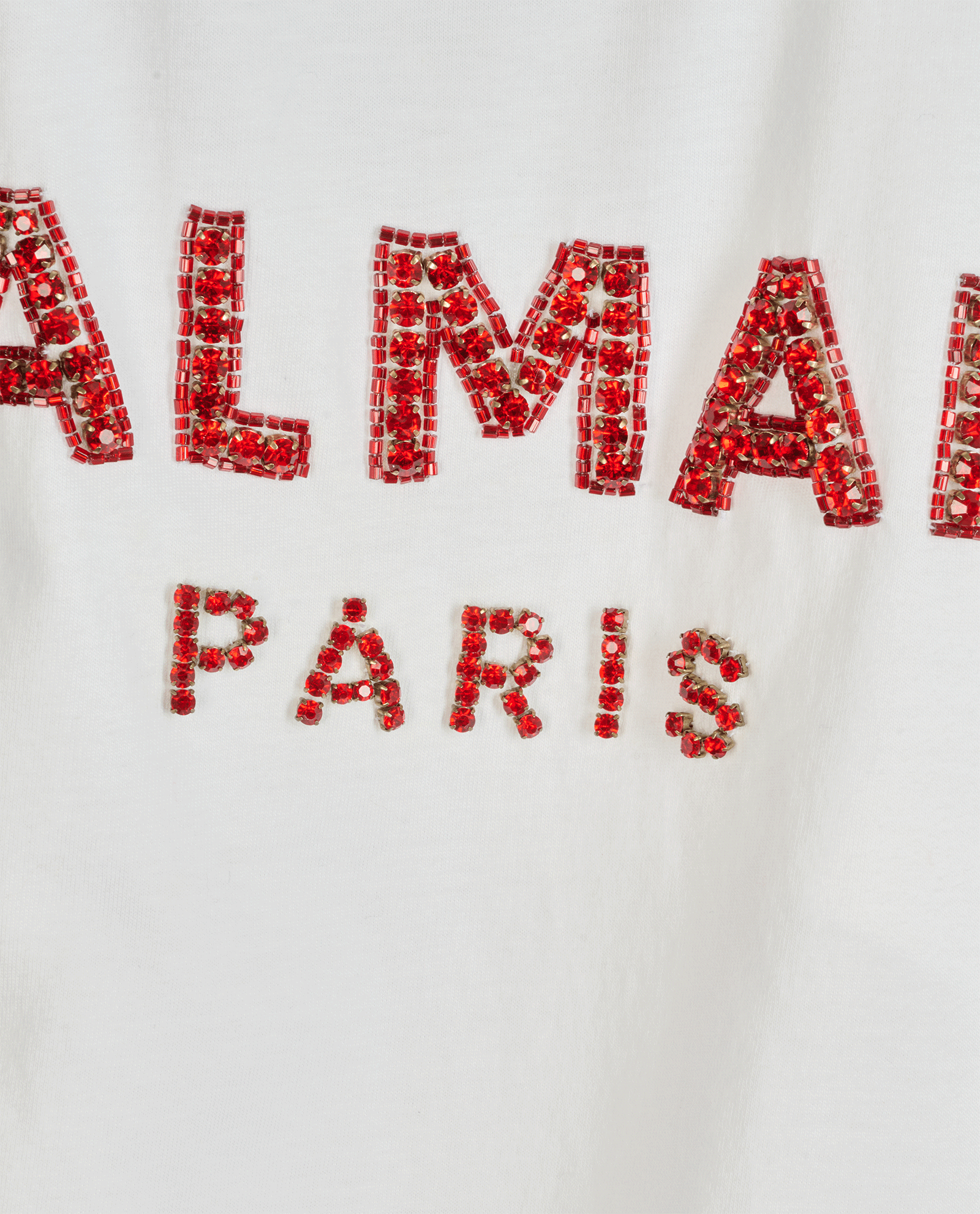Balmain Beaded Logo T-Shirt, &pound;120, Clothing, White, Cotton, Other view