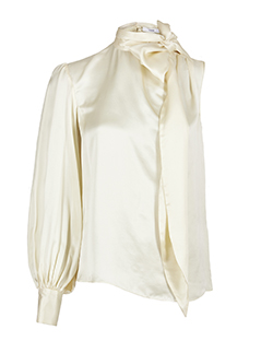 Erdem One Sleeve Top, Silk, Ivory, UK 6