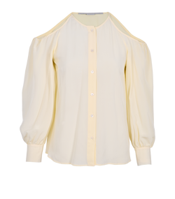 Stella McCartney Shoulder Cut-Out Blouse, Silk, Cream, UK 6, 3*