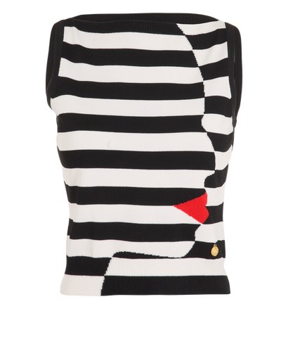 Balmain Striped Top, &pound;180, Clothing, Black/White, Polyester (Polymer)/Viscose, Front view