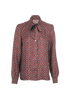 Dolce & Gabbana Boxing Print Tie-Neck Blouse, £175, Clothing, Burgundy, Silk, Front view