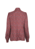 Dolce & Gabbana Boxing Print Tie-Neck Blouse, £175, Clothing, Burgundy, Silk, Back view