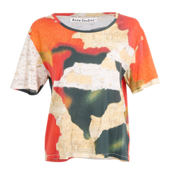 Acne Studios SS14 Printed T-Shirt, Cotton, Red/Cream/Black, Sz XS, 2*