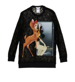 Givenchy Bambi Print Lace Top, Viscose/Poly, Blk, Sz M, 2*