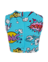 Dolce & Gabbana Comics Print Crop Top, &pound;190, Clothing, Blue, Viscose, Back view