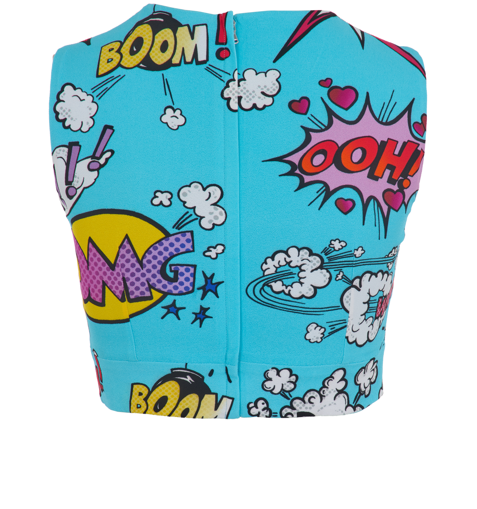 Dolce & Gabbana Comics Print Crop Top, &pound;190, Clothing, Blue, Viscose, Back view