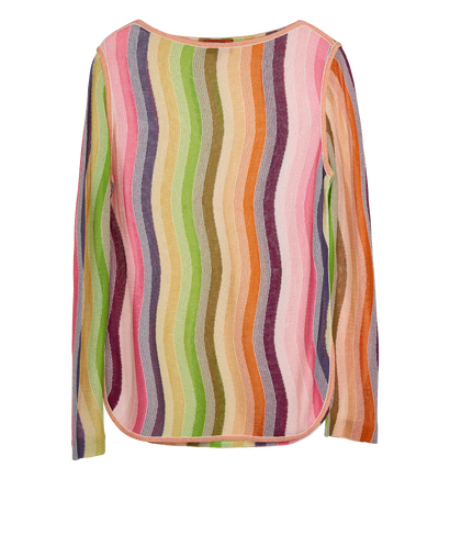 Missoni Striped Long Sleeve Top, &pound;180, Clothing, Green/Orange/Pink, Cotton/Viscose, Front view