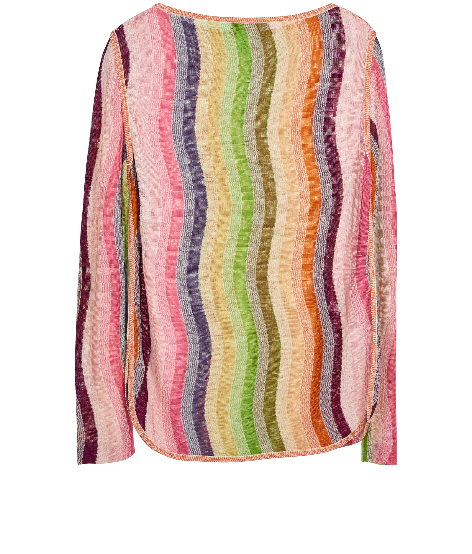 Missoni Striped Long Sleeve Top, &pound;180, Clothing, Green/Orange/Pink, Cotton/Viscose, Back view