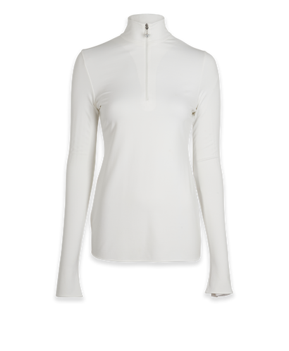 Prada Half Zip Logo Top, &pound;250, Clothing, Cream, Polyester (Polymer), Front view