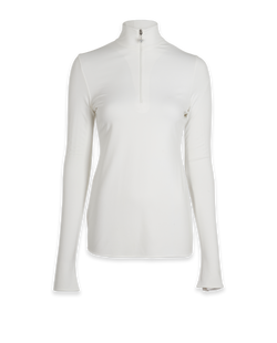 Prada Half Zip Logo Top, Poli, Cream, UK10, 2*