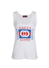 Gucci Logo Print Ribbed Tank Top, &pound;140, Clothing, White, Cotton, Front view