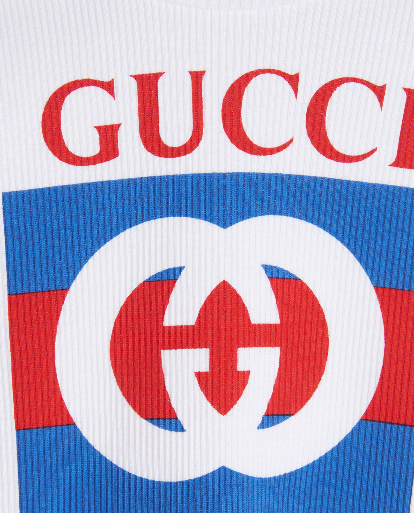 Gucci Logo Print Ribbed Tank Top, &pound;140, Clothing, White, Cotton, Other view