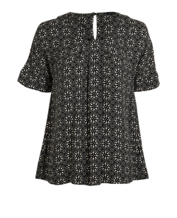 Joseph Print Blouse, Silk, Black/White, UK6, 2*