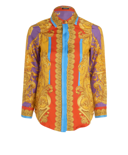 Versace Barocco Print Shirt, &pound;295, Clothing, Orange/Purple, Silk, Front view