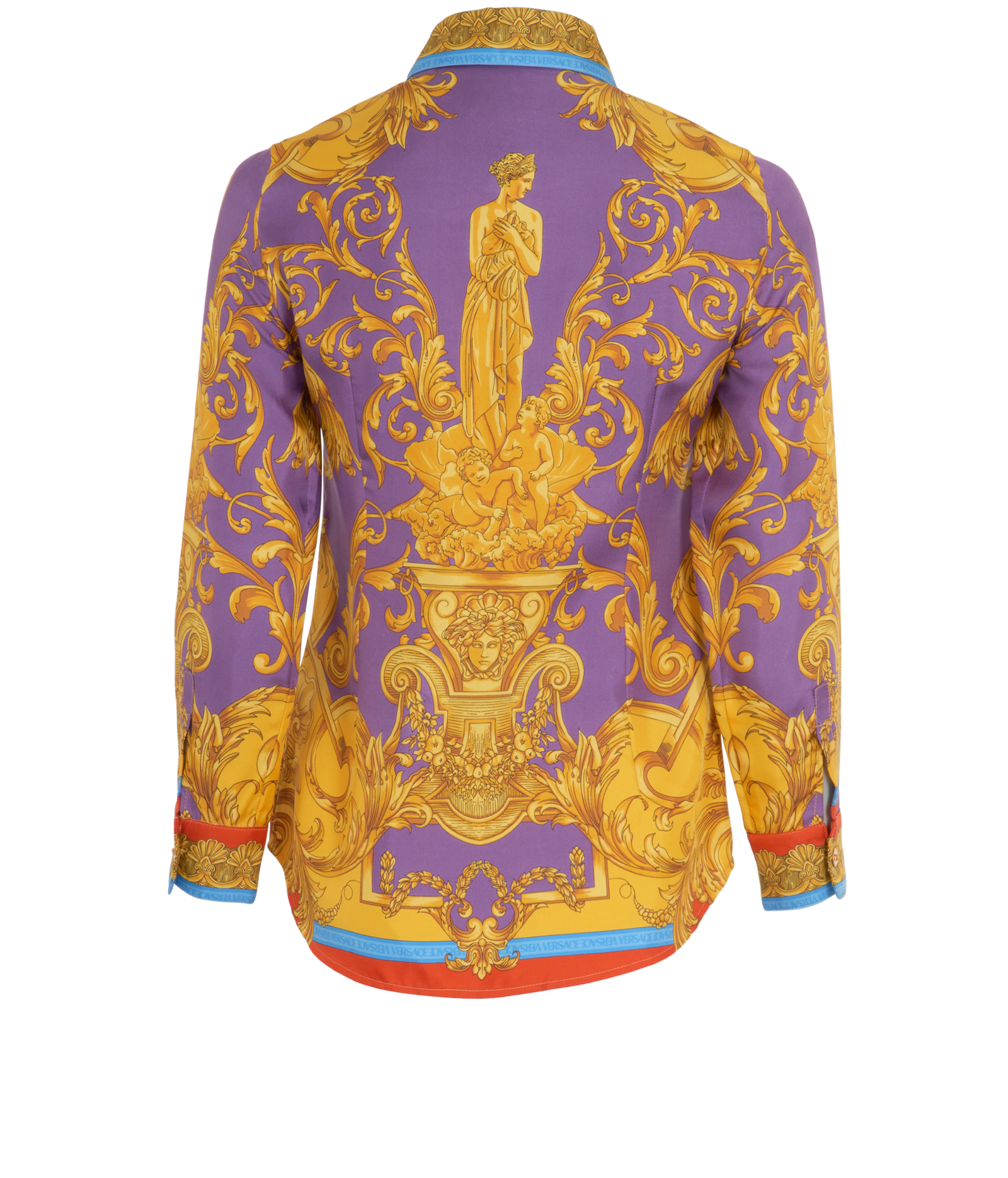 Versace Barocco Print Shirt, &pound;295, Clothing, Orange/Purple, Silk, Back view