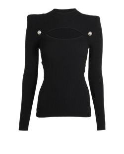Balmain Knit Cut Out Top, Viscose, Black, Sz M, 3*