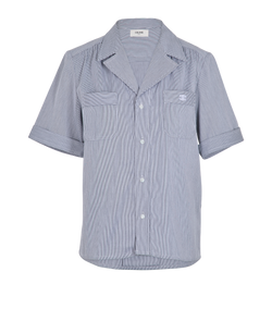 Celine Striped Triomphe Shirt, Cotton, Blk/White, UK8, 2*