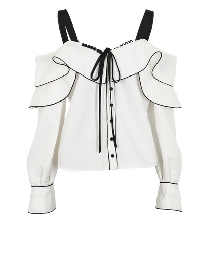 Self -Portrait Off Shoulder Top, &pound;40, Clothing, White, Polyester (Polymer), Front view