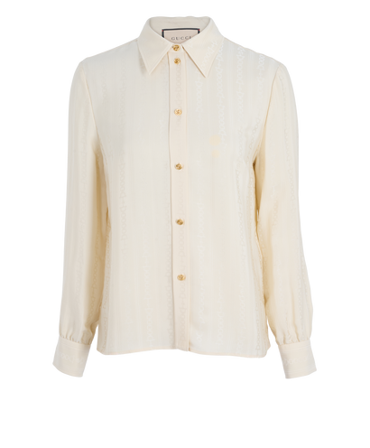 Gucci Horsebit Chain Blouse, &pound;375, Clothing, Cream, Silk, Front view