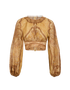 Zimmermann Wanderlust Cropped Top, &pound;240, Clothing, Beige/Gold, Cotton/Silk, Front view