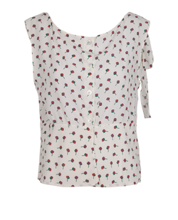 Prada Floral Print Sleeveless Top, Silk, White, UK 12, 2*