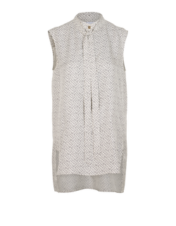 Burberry Sleeveless Monogram Tie Neck Blouse, Silk, Black/White, UK10, 3*