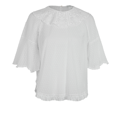 Christian Dior Embroidered Blouse, £290, Clothing, White, Cotton, Front view