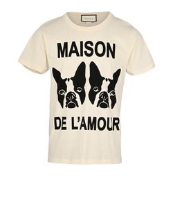 Gucci Maison De L'Amour T-Shirt, Cotton, Cream/Black, Sz S,3*