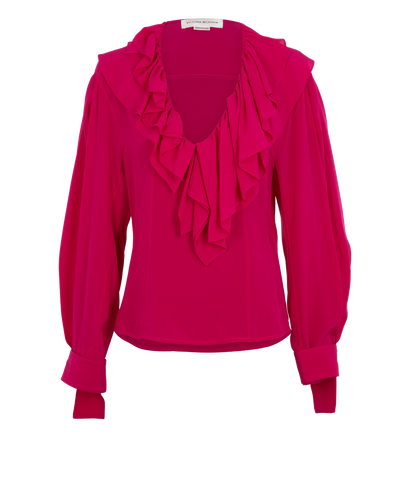 Victoria Beckham Ruffles Blouse, &pound;120, Clothing, Pink, Silk, Front view