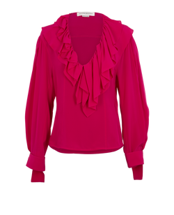 Victoria Beckham Ruffles Blouse, Silk, Pink, UK8, 3*