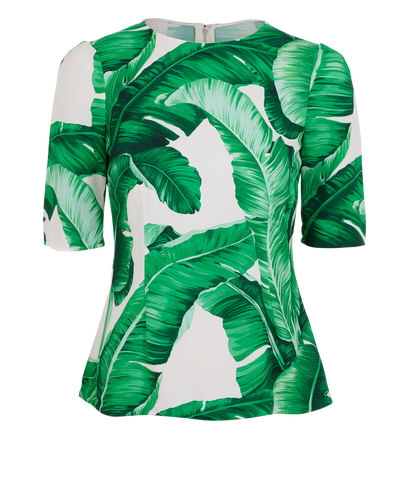Dolce & Gabbana Leaf Top, &pound;190, Clothing, Green/White, Viscose, Front view