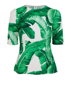 Dolce & Gabbana Leaf Top, Viscose, White/Green, UK8, 2*