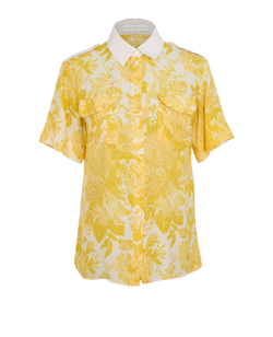 Stella McCartney Floral Polo, Silk, Yellow, UK 12, 2*