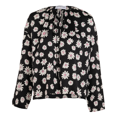 Balenciaga Floral Shirt, &pound;150, Clothing, Black/White, Silk, Front view