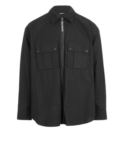 Balmain Zipped Shacket, &pound;280, Clothing, Black, Cotton, Front view