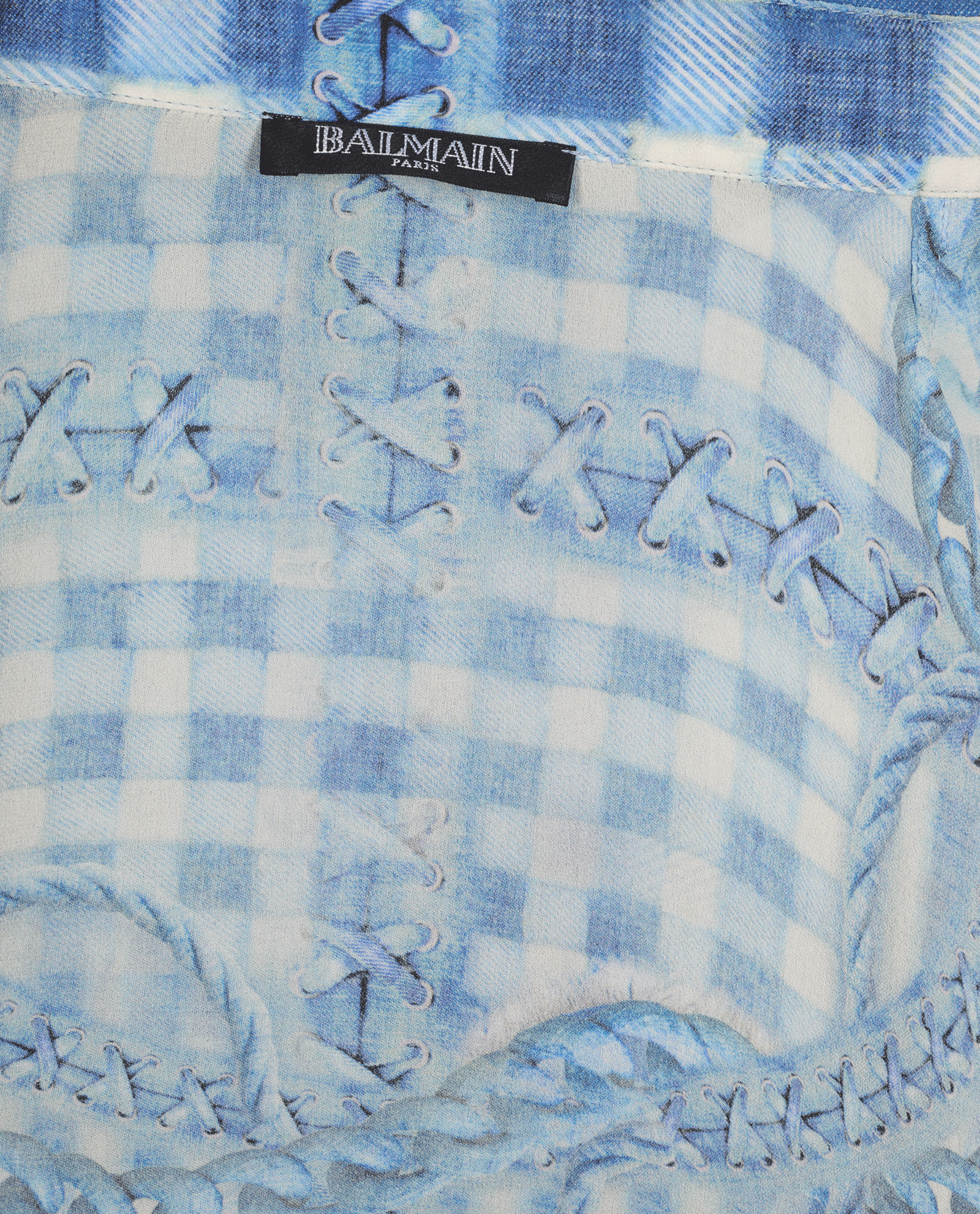 Balmain Rope Print Blouse, &pound;220, Clothing, Blue, Organza Silk/Silk, Other view