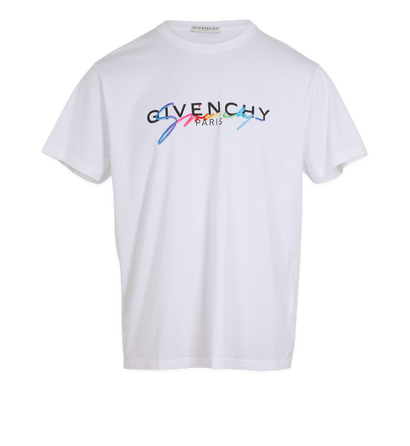 Givenchy Logo Embroidered T-Shirt, &pound;110, Clothing, White, Cotton, Front view