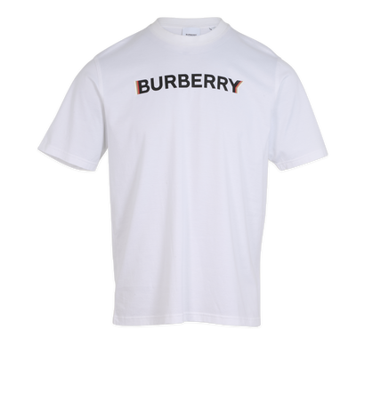 Burberry Logo Print T-Shirt, &pound;110, Clothing, White, Cotton, Front view