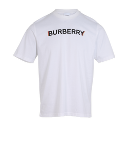 Burberry Logo Print T-Shirt, Mens, Cotton, White, Sz S, 2*