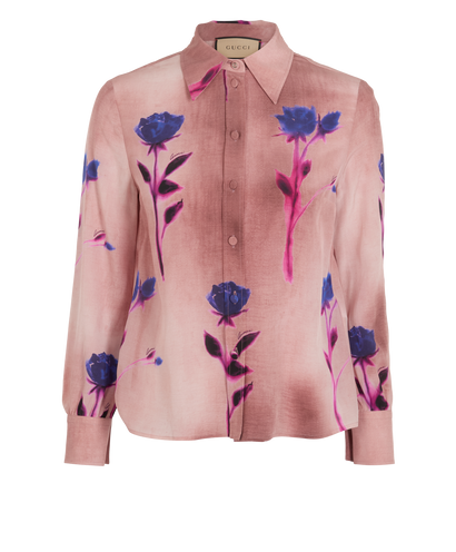 Gucci Floral Shirt, &pound;250, Clothing, Pink, Silk, Front view