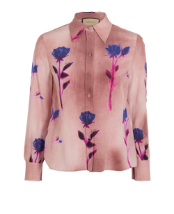 Gucci Floral Shirt, Silk, Pink, UK 4, 3*