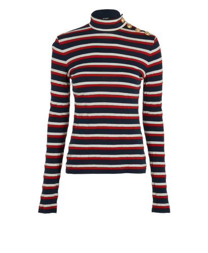 Balmain Stripes Top, &pound;220, Clothing, Blue/Red/White, Polyester (Polymer), Front view