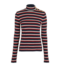 Balmain Stripes Top, Polyester, White/Blue/Red, UK8, 3*