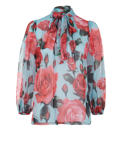 Dolce & Gabbana Floral Blouse, £395, Clothing, Blue/Green/Pink, Silk, Front view