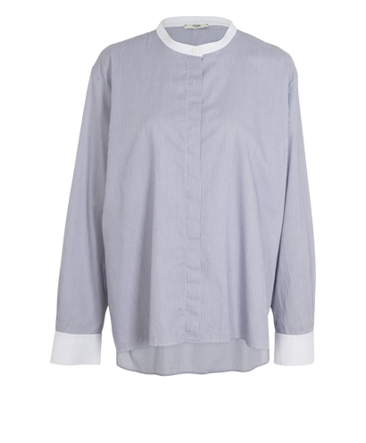 Fendi Striped Band Collar Shirt, &pound;150, Clothing, Blue/White, Cotton, Front view