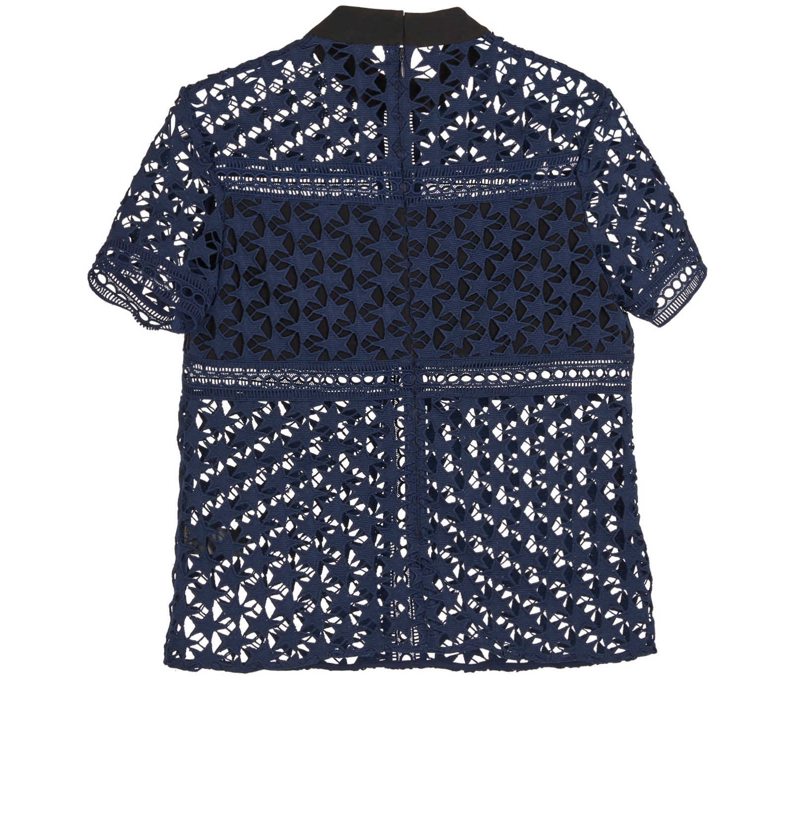 Self-Portrait Star Repeat Top, &pound;120, Clothing, Navy, Polyester (Polymer), Back view