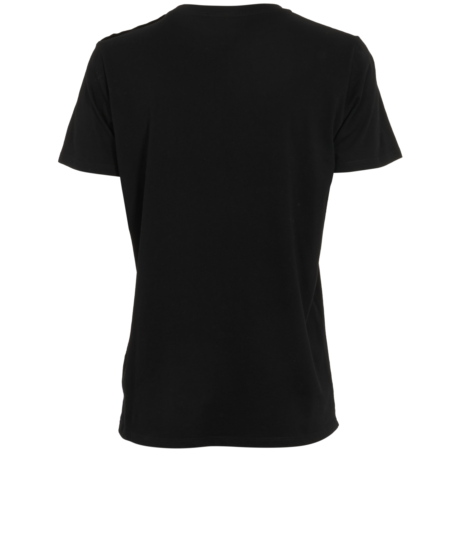 Balmain Logo Button T-Shirt, &pound;110, Clothing, Black, Cotton, Back view