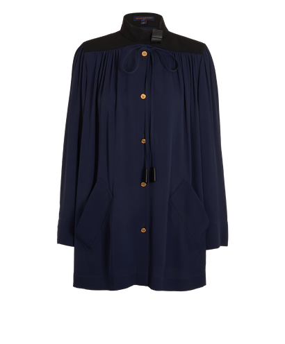 Louis Vuitton Tie-Neck Shirt, &pound;1,200, Clothing, Navy, Silk, Front view