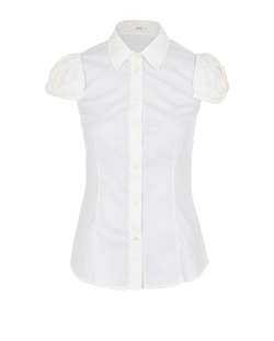 Prada Cap Sleeve Blouse, Cotton, Cream, UK6, 2*
